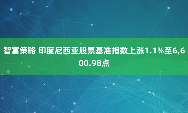 智富策略 印度尼西亚股票基准指数上涨1.1%至6,600.98点