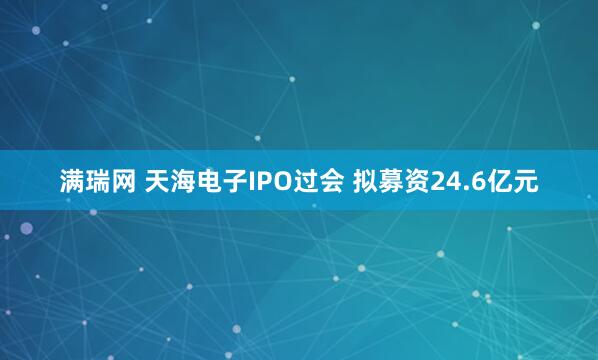 满瑞网 天海电子IPO过会 拟募资24.6亿元
